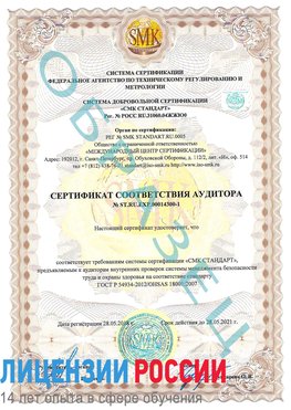 Образец сертификата соответствия аудитора №ST.RU.EXP.00014300-1 Павлово Сертификат OHSAS 18001